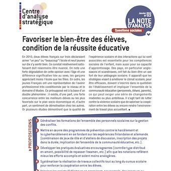 Centre d’analyse stratégique République Française : Favoriser le bien être des élèves